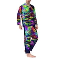 thumbnail image 2 of Naloa Howling Wolf Men’s Pajamas Set - Long Sleeve Button Down Sleep Shirt and Pajama Bottoms Sleepwear Set-X-Large, 2 of 7