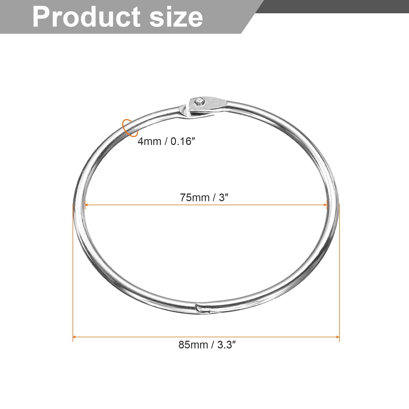 Uxcell 16pcs Binder Rings 3 Inch Loose Leaf Binder Ring Metal Book Rings Colorful Loose Leaf Rings, Silver Tone