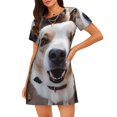 thumbnail image 1 of Vsdgher Motif Chiot Réaliste Mignon Chemise de Nuit à Manches Courtes Col Rond Robe de Nuit Mignonne à Volants Confortable, 1 of 6