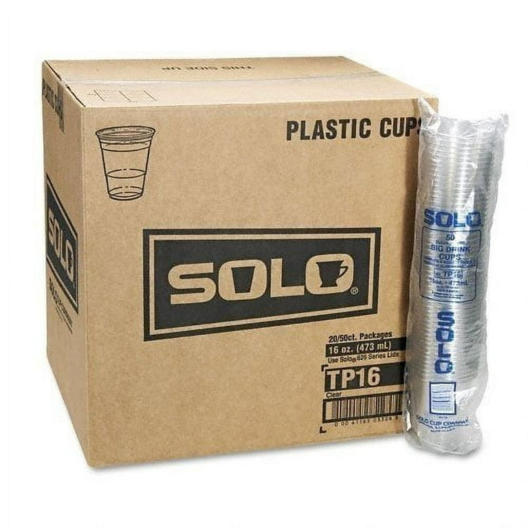 Solo UltraClear Plastic PET Cups, Crystal Clear, 16 oz - 50 pack