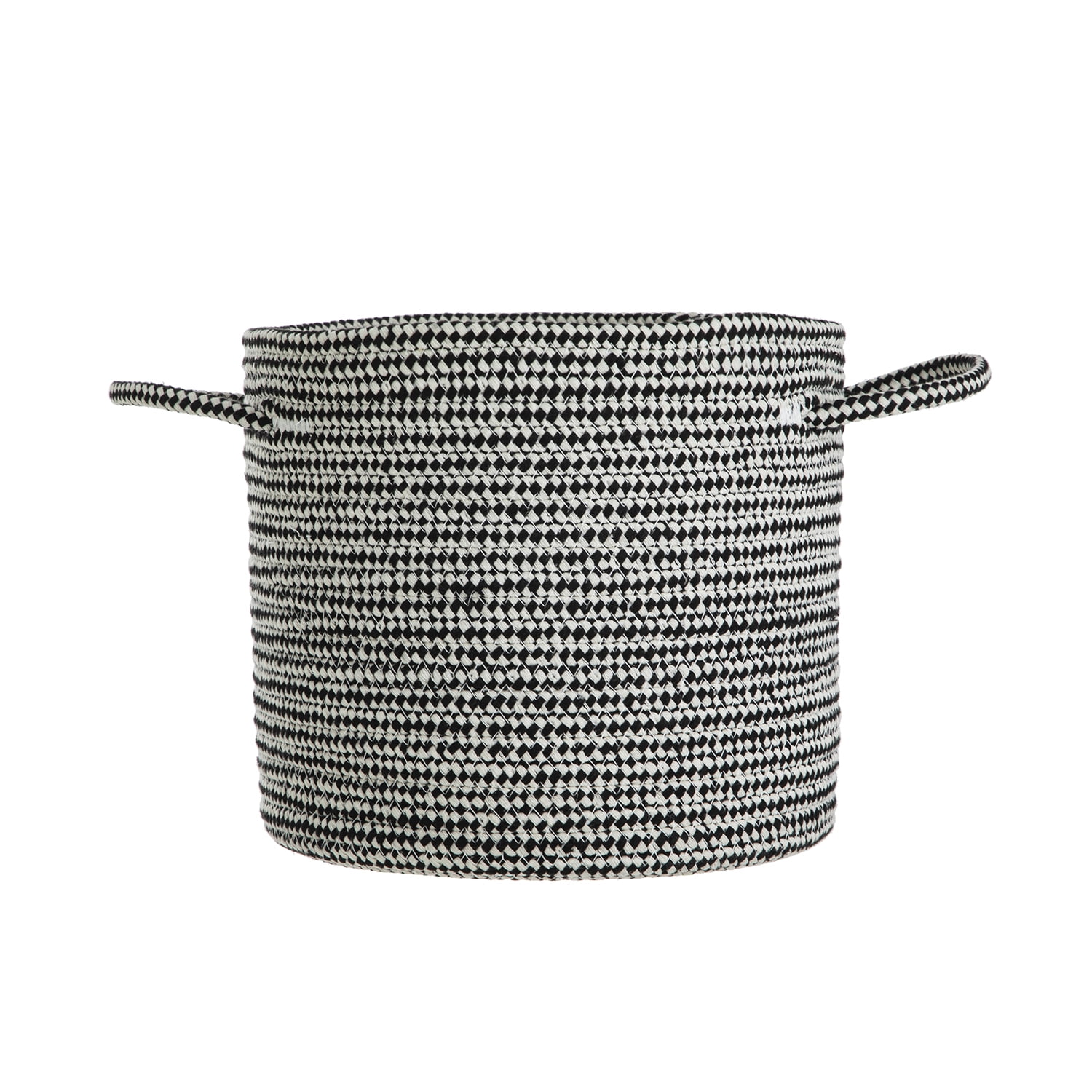 (4 pack) Mainstays Round Black and White Cotton Rope Decorative Storage Basket with Handles