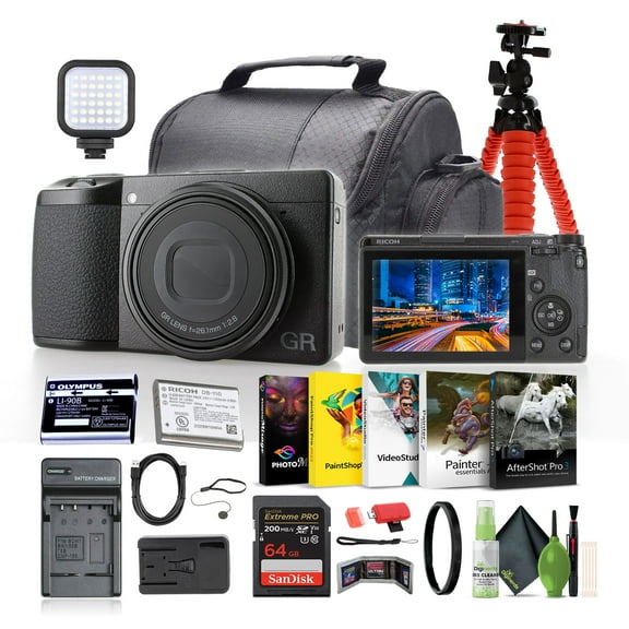 Ricoh GR IIIx HDF Compact Portable Digital Camera   64GB Memory Card   More