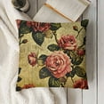 thumbnail image 3 of YINGXI  Rose Throw Pillow Cushion Cover, Old Fashioned Victorian Style Rose Pattern with Dramatic Color Boho Art Design, Decorative Square Accent Pillow Case, Mustard Pink 22x22in, 3 of 5