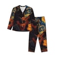 thumbnail image 1 of Fotbe Starry Night Cat Guitarist Conjunto de Pijama de Manga Larga para Mujer con Estampado, Ropa de Dormir de 2 Piezas, Conjunto de Casa Suave y Cómodo con Bolsillos-X-Large, 1 of 7