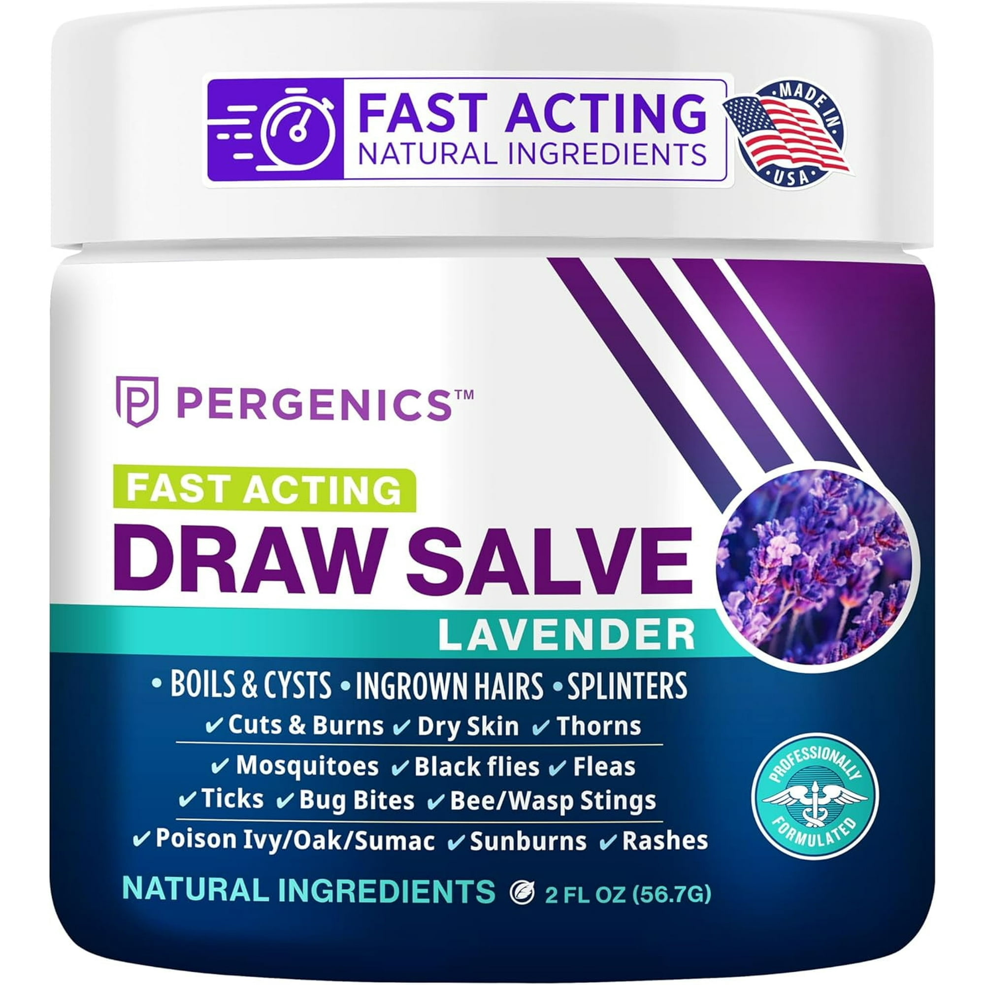 Pergenics Drawing Salve Lavender Ointment 2 oz - Natural Drawing Salve, First Aid Ointment for Skin Care, Herbal Salve Drawing Ointment with Soothing Lavender