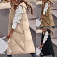 thumbnail image 6 of Lovskoo Womens Winter Coats Quilted Puffer Vest Warm Pocket Hooded Coat Long Jacket Sleeveless Parkas Outerwear Cotton Padded Outerwear Beige, 6 of 6