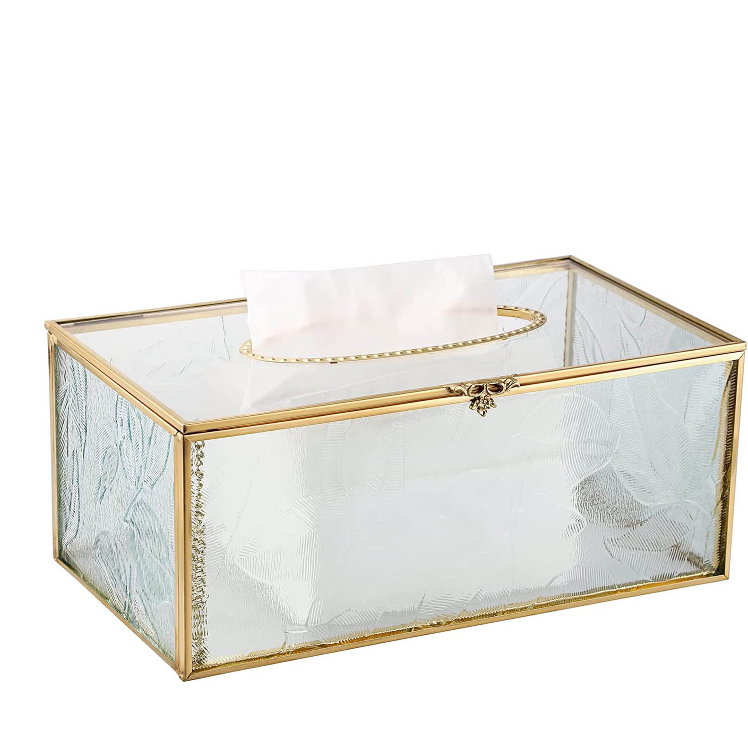 Rectangular Glass Tissue Box Cover Decorative Gold Tissue Box Holder