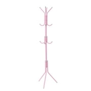 Iron Coat Stand Tree Holder Hanger Tree Branch Hat Rack  12 Hooks Clothes Organizing Rack for Home Bedroom (Pink)