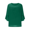 thumbnail image 4 of HAiming Women's Ruffled 3/4 Sleeve Elegant Dressy Blouses Crew Neck Double Layer Mesh Tunic Tops Loose Basic Pullover, 4 of 9