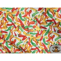 Polycotton Printed CHILI Fabric / 60" Wide / Sold by the Yard