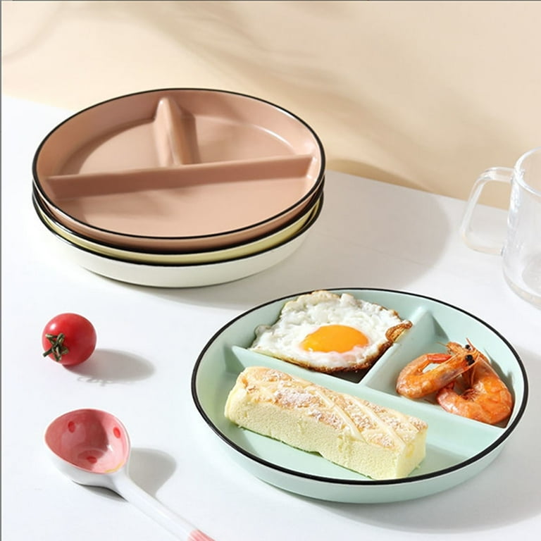Qeeadeea Solid Color Ceramic Divided Dinner Plates