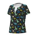 thumbnail image 2 of Naloa Dinosaur Print T-Shirts Short Sleeve V Neck Tees for Women Fashion Tops Trendy Lightweight Soft Casual Summer Outfits Clothes, 2 of 5