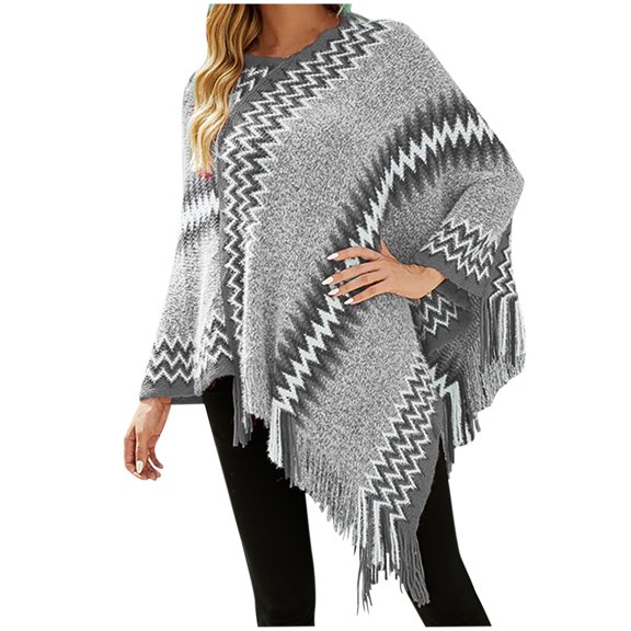 Aoochasliy Winter Scarfs Christmas Clearance Women's Trendy Warm Shawl Solid Color Cloak Large Knitting Loose Coat