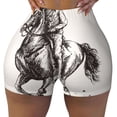 thumbnail image 2 of Rateoe Cowboy Ride A Horse Printed Power Workout Shorts for Women Tummy Control Squat Proof Ribbed Thick Seamless Scrunch Active Short-XX-Large, 2 of 8