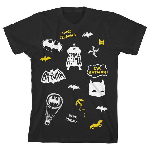 Batman Icons Boy's Black T-shirt-M