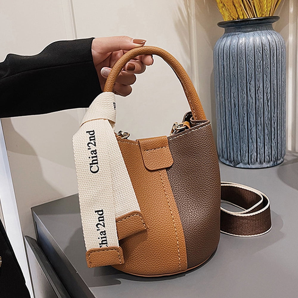 DIY PU Leather Bag Making Kit for Women Handbags Sewing Kit for Adult DIY Bucket Bag Making Kit with Lined Pockets DIY Purse Leather Craft Bag Making