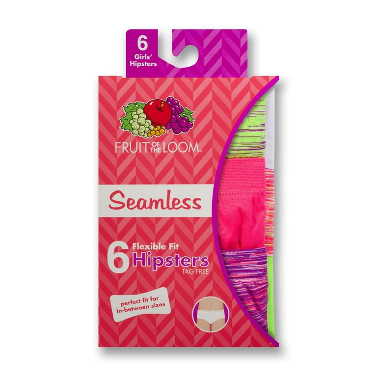 Fruit of the Loom Girls Seamless Hipster Underwear, 6 Pack