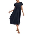 thumbnail image 4 of Vestido midi Zhyaj, holgado, túnica de verano, playa, con bolsillos, algodón, 4 of 7