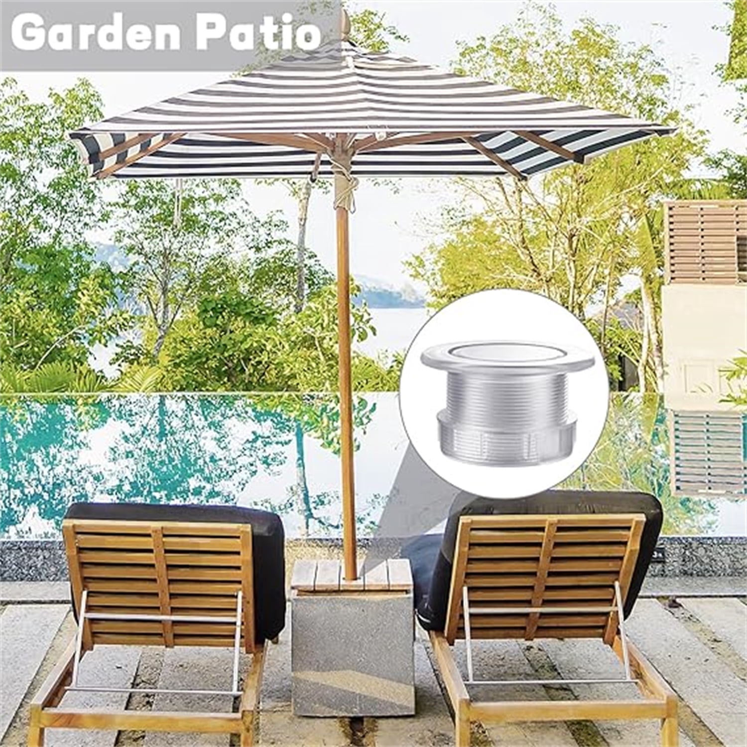 2 Sets Patio Table Umbrella Hole Ring Plug Cap Set,Bexikou Outdoor Parasol Table Hole Cover,Umbrella Pole Stabilizer Adapter for Pool Umbrella, Deck Umbrella, Patio Umbrella (Clear)