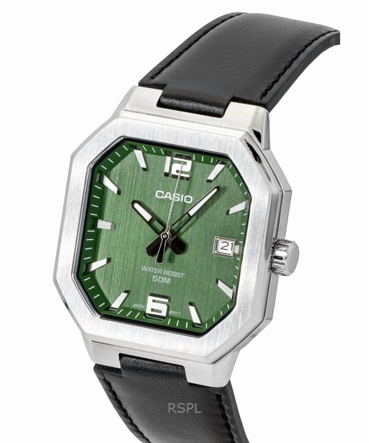 Casio Analog Leather Strap Green Dial Quartz MTP-B195L-3AV Men's