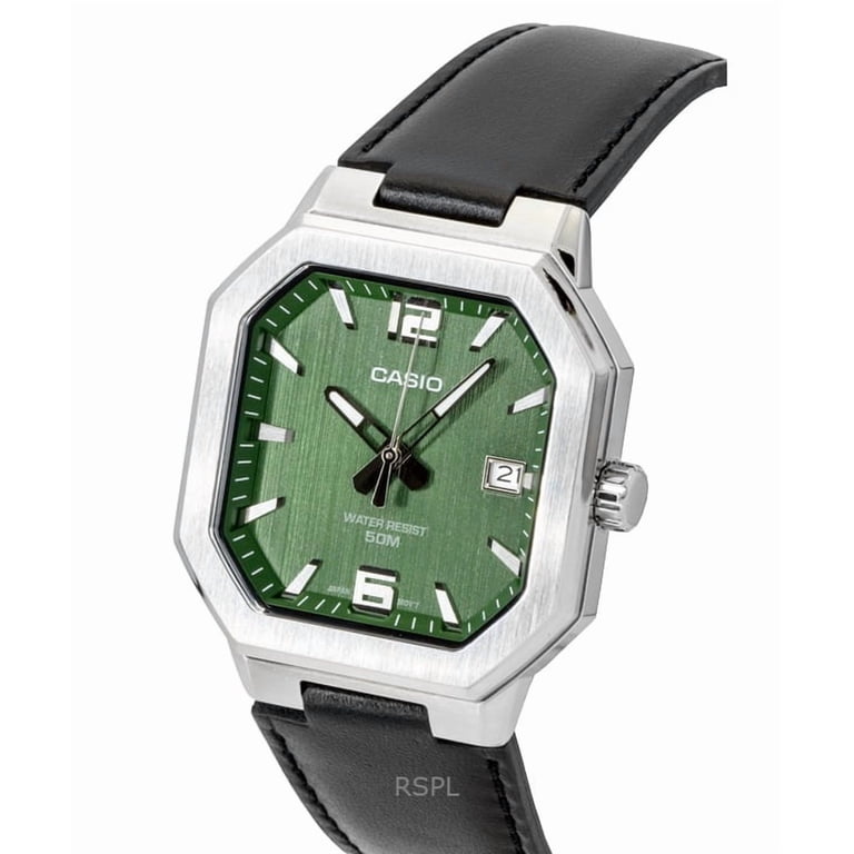 Casio Analog Leather Strap Green Dial Quartz MTP-B195L-3AV Men's