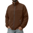 thumbnail image 5 of SYwaren Fleece Sweatshirt Men's Full Zip Mock Neck Stand Collar Long Sleeve Casual Solid with Pockets, 5 of 8