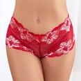 thumbnail image 4 of Aayomet Women's Plus Size Panties Color Contrast Rose Pattern Cotton Crotch Pants Plus Size (Red, M), 4 of 5