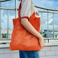 thumbnail image 2 of Kukuzhu Crochet Mesh Tote Bag for Women Stylish Aesthetic Tote Bag Casual Shoulder Bag Hobo Bag, 2 of 3