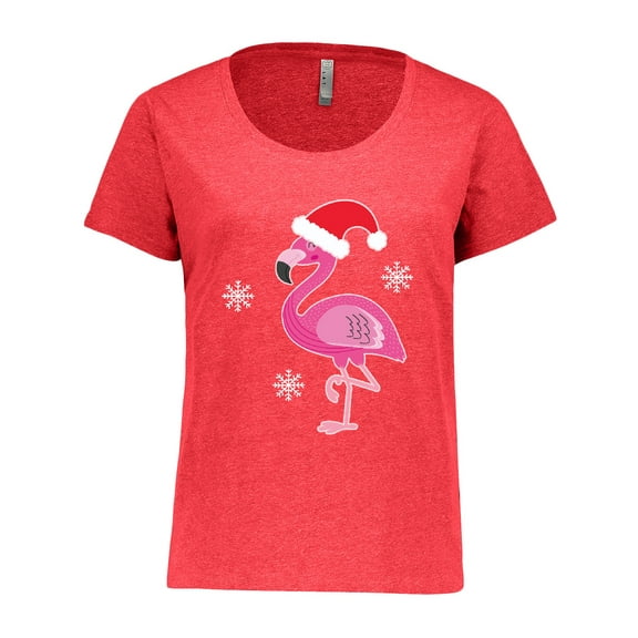 Inktastic Christmas Holiday Cute Flamingo Women's Plus Size T-Shirt