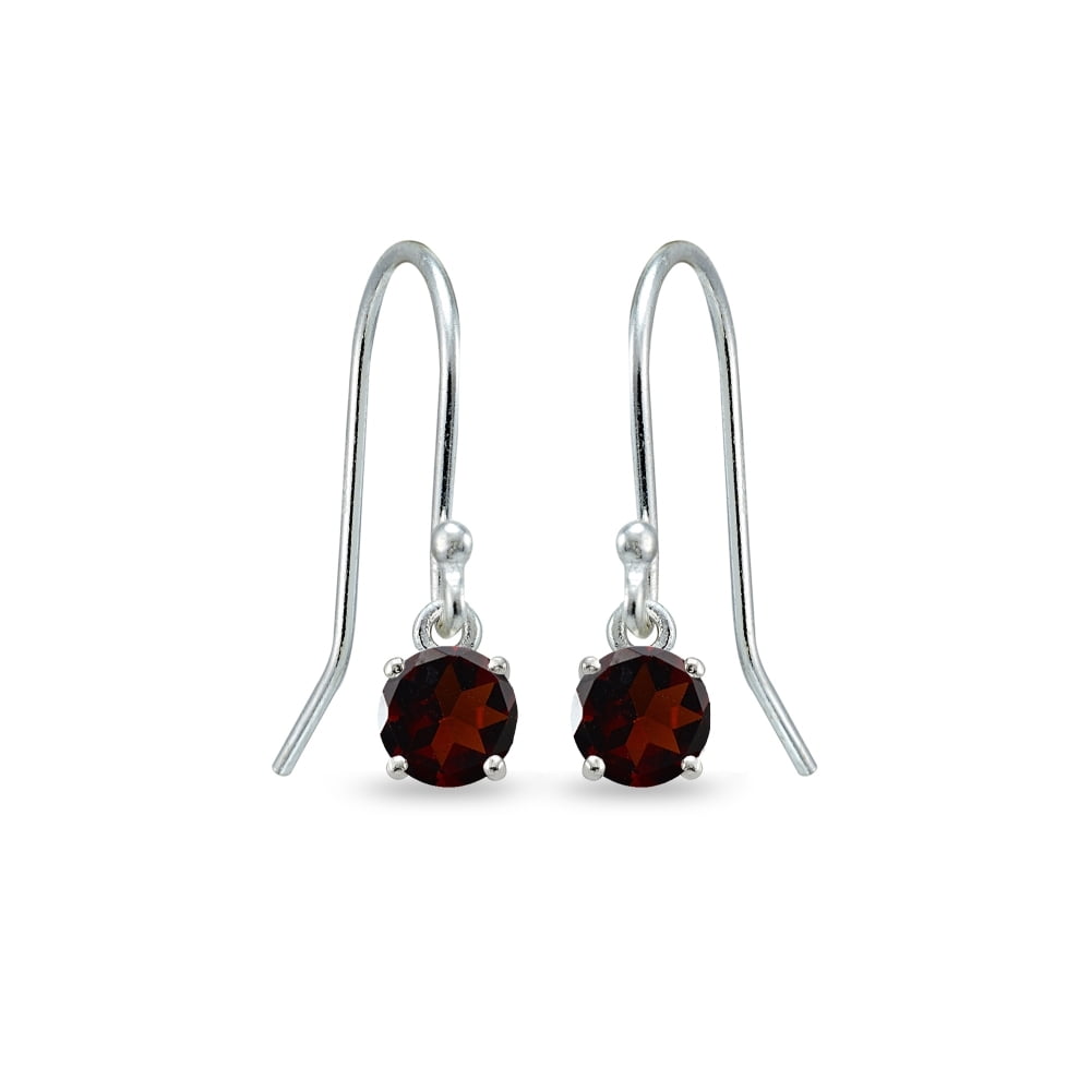 Natural GARNET Chips Sterling Silver Dangle Earrings ~ Appx 1" ~ New ~ Made USA 