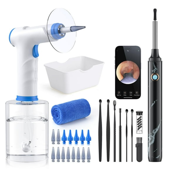 Earwax Removal - Electric Ear Irrigation Kit with 4 Pressure Modes, Ear Cleaner with Camera, 1080P Otoscope, Ear Cleaning Tool with 7-Piece Set, Earwax Removal Kit for Daily Cleaning