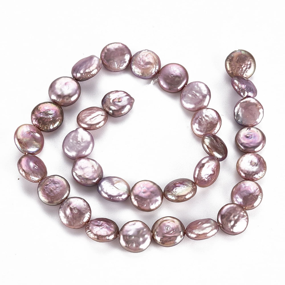 Natural Keshi Pearl Beads Strands Cultured Freshwater Pearl Flat Round Lavender 11~12x3~7mm Hole: 0.6mm 31~32pcs/strand 14.96 inch(38cm)