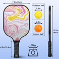 thumbnail image 4 of Pickleball Paddles Set Of 2, Fiberglass Surface, Liquid & Marble Print, 4 Balls & Bag, 4 of 5