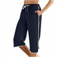 thumbnail image 2 of Capri Pants for Women Spring Summer Elastic Mid Waist Straight Leg Capri Sweatpants Capris with Pockets, 2 of 5
