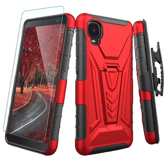 TJS Phone Case for Alcatel TCL A3 A509DL / A30, with Tempered Glass
