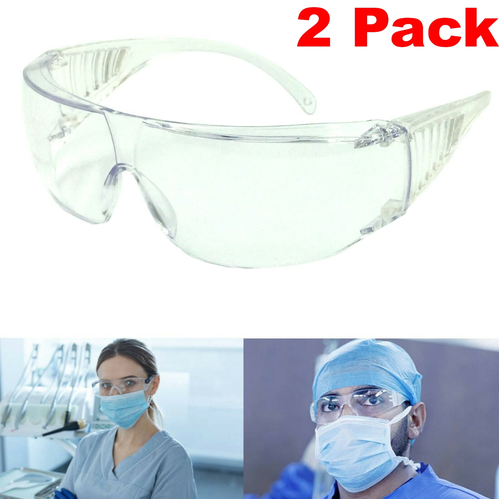 2x Medical Eye Protection Industrial Construction Laboratory Goggles Glasses PPE 