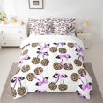 thumbnail image 2 of Feelyou Leopard Print Cherry Bedding Comforter Set 7pcs, Purple Bowknot Queen Bedding Sets, 2 of 8