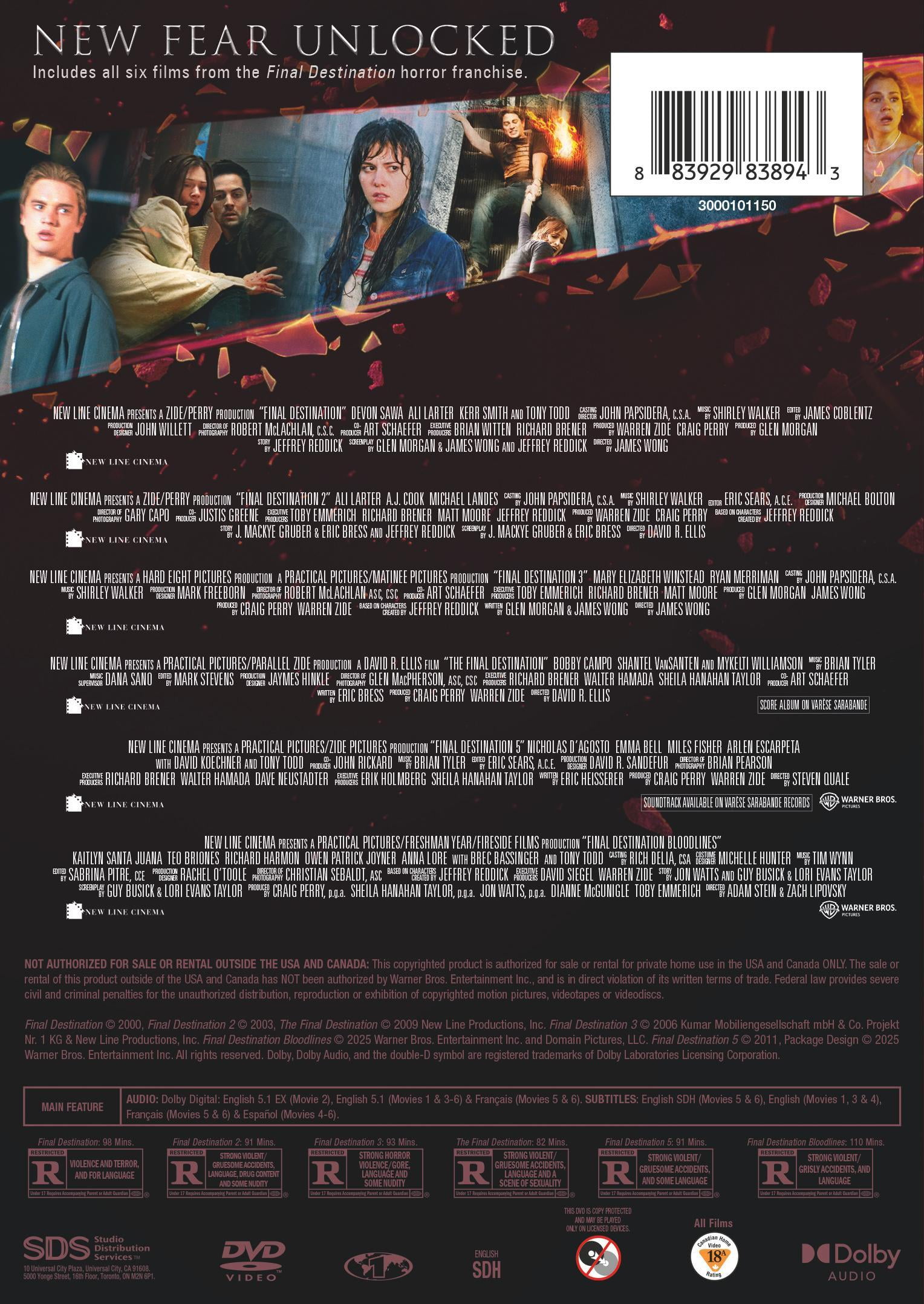 【Hiro】DESTINATION(デスティネーション)　 6'6 Final Destination 6-Film Collection (DVD), Horror, New Line