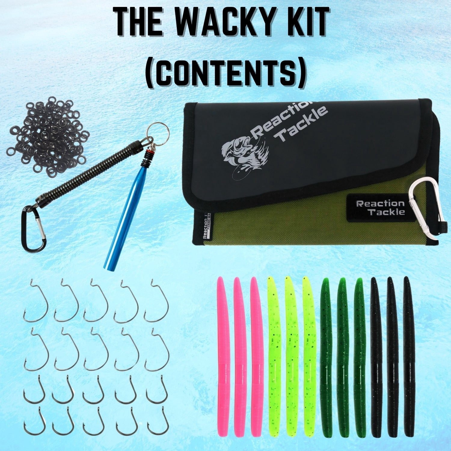 Reaction Tackle Wacky Rig Worm Kit for Wacky Rigging Plastic Worms