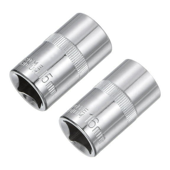 6-Point Shallow Socket, 15mm 16mm 1/2" Drive Cr-V