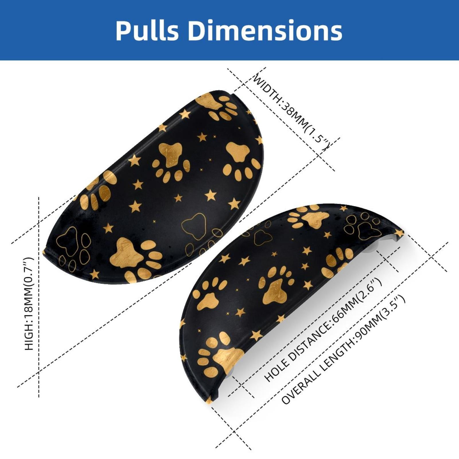PhooArto 6 Pcs Cup Drawer Pulls, Gold Dog Paw Footprint Star Pattern Shell Shape Handles Cabinet Knobs for Dresser Cupboard Closet Wardrobe with Screws
