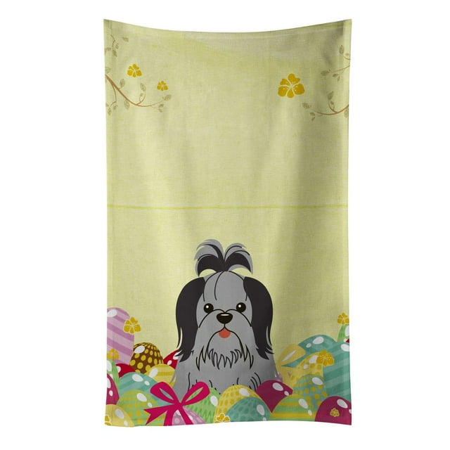 ""Caroline'S Treasures Toalla De Cocina Con Huevos De Pascua Shih Tzu, Color Negro Y Plateado, Multicolor, 25"""" X 15"""""
