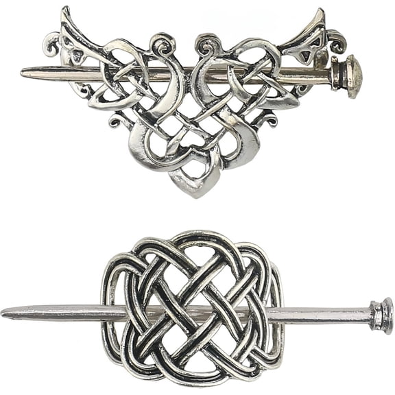 2-Piece Alloy Knot Hairpins, Celtic-Style Hair Accessory Set for Women (C H Style)