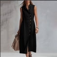 thumbnail image 4 of Shihyeh Linen Dresses for Women 2026 Casual Maxi Dress Lightweight Sleeveless Button Down Dresses V Neck Summer Beach Dresses, 4 of 6