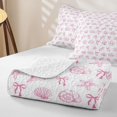 thumbnail image 4 of spefrowx Pink Bow Shell Bed Spread Queen for Girls, Starfish Conch Nautical Queen Coverlet Set, 3pcs, 4 of 7