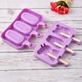 thumbnail image 5 of Paquete de 2 moldes de paletas de silicona con tapa, moldes de paletas de hielo caseros de 3 cavidades con 100 palitos de madera para molde de barra de helado de paletas de hielo Diy Jormftte CPB-US-WZY82, 5 of 5