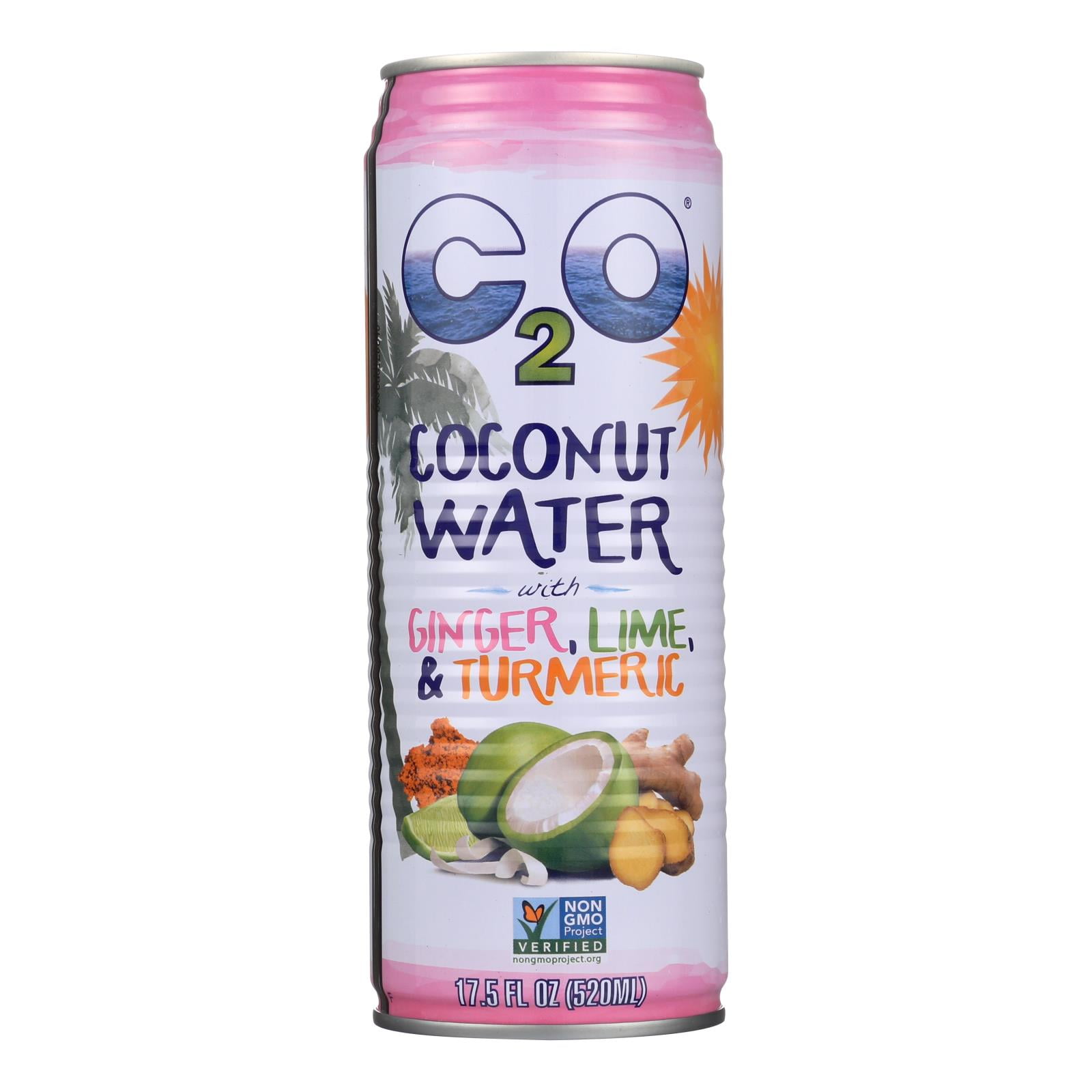 (Case of 12 )C2O Pure Coconut Water Ginger Lime and Tumeric 17.5 fl oz.