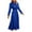 Blue, variant on Womens Long Sleeve V - Neck Maxi Dress, A - Line Formal Gown, Fall Party & Ceremony Wear