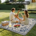 thumbnail image 4 of Blue Boho Outdoor Rug 4x6 Ft - Reversible Patio Rug Outdoor Camping Rugs, Rustic Southwestern Ethnic Geometric Washable Indoor Outdoor Area Rugs, Non-Slip Outdoor Carpet Runner for Deck/Porch, 4 of 8