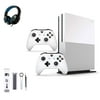 Microsoft Xbox One S 500GB with 2 Controller, 4K Ultra HD White with BOLT AXTION Cleaning Kit Headset Bundle Like New